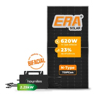 Gerador de Energia Solar Microinversor Hoymiles Sem Estrutura SGF 2,48KWP ERA BIFACIAL 620W HMS-2250DW-4T 2.25KW 2MPPT MONO 220V