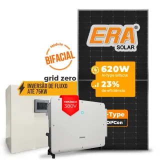 Gerador de Energia Solar Inversão de Fluxo Sungrow Sem Estrutura SGF 81,84KWP ERA BIFACIAL 620W SG P2 75KW 8MPPT TRIF 380V