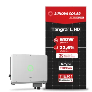 Gerador de Energia Solar On Grid SAJ Telhado Metálico Mini Trilho SGF 31,72KWP SUNOVA N-TYPE MONO 610W SAJ T3 30KW 2MPPT TRIF 380V