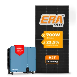 Gerador de Energia Solar On Grid Solplanet Telhado Metálico Mini Trilho SGF 61,60KWP ERA HJT BIFACIAL 700W ASW 50KW 5MPPT TRIF 380V