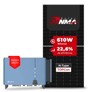 Gerador de Energia Solar On Grid Solplanet Telhado Metálico Mini Trilho SGF 80,52KWP RONMA 610W BIFACIAL ASW 75KW 8MPPT TRIF 380V