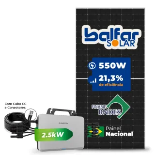 Gerador de Energia Solar Microinversor Sungrow Sem Estrutura SGF 2,2KWP BALFAR FINAME 550W S2500S-L 2.5KW 4MPPT MONO 220V COM CABO