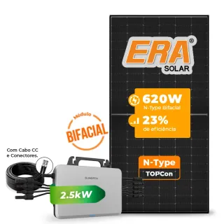 Gerador de Energia Solar Microinversor Sungrow Sem Estrutura SGF 2,48KWP ERA BLACK FRAME 620W S2500S-L 2.5KW 4MPPT MONO 220V COM CABO