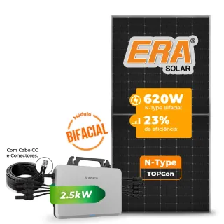 Gerador de Energia Solar Microinversor Sungrow Sem Estrutura SGF 2,48KWP ERA BIFACIAL 620W S2500S-L 2.5KW 4MPPT MONO 220V COM CABO