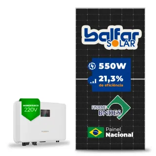 Gerador de Energia Solar On Grid Sungrow Telhado Cerâmico Gancho SGF 2,75KWP BALFAR FINAME 550W SG RS-L 3KW 1MPPT MONO 220V