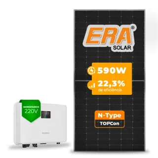 Gerador de Energia Solar On Grid Sungrow Telhado Metálico Mini Trilho SGF 2,95KWP ERA N-TYPE MONO 590W SG RS-L 3KW 1MPPT MONO 220V