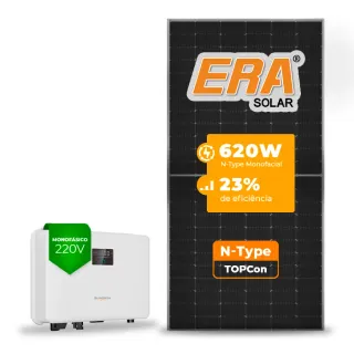 Gerador de Energia Solar On Grid Sungrow Telhado Cerâmico Gancho SGF 3,10KWP ERA N-TYPE MONO 620W SG RS-L 3KW 1MPPT MONO 220V