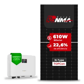Gerador de Energia Solar On Grid Sungrow Telhado Metálico Mini Trilho SGF 3,05KWP RONMA 610W BIFACIAL SG RS-L 3KW 1MPPT MONO 220V