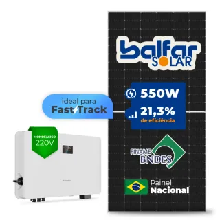 Gerador de Energia Solar On Grid Sungrow Telhado Cerâmico Gancho SGF 5,50KWP BALFAR FINAME 550W SG RS-L 7.5KW 2MPPT FAST TRACK MONO 220V