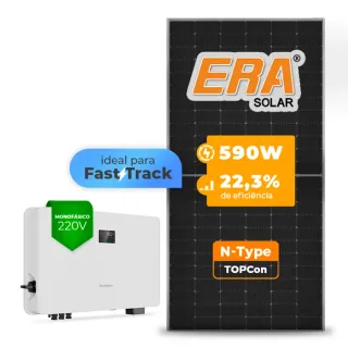 Gerador de Energia Solar On Grid Sungrow Telhado Metálico Mini Trilho SGF 5,90KWP ERA N-TYPE MONO 590W SG RS-L 7.5KW 2MPPT FAST TRACK MONO 220V