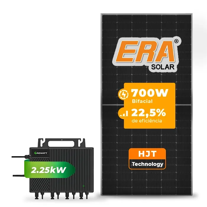 Gerador de Energia Solar Microinversor Growatt Telhado Fibro Parafuso Madeira SGF 5,60KWP ERA HJT BIFACIAL 700W NEO 2.25KW 4MPPT MONO 220V