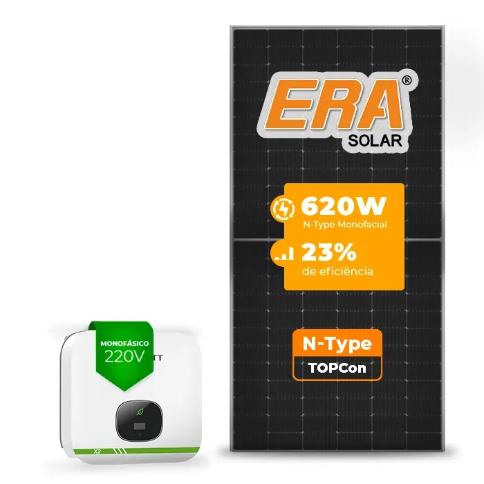 Gerador de Energia Solar On Grid Growatt Telhado Fibro Parafuso Madeira SGF 7,44KWP ERA N-TYPE MONO 620W MIN X2 5KW 2MPPT MONO 220V