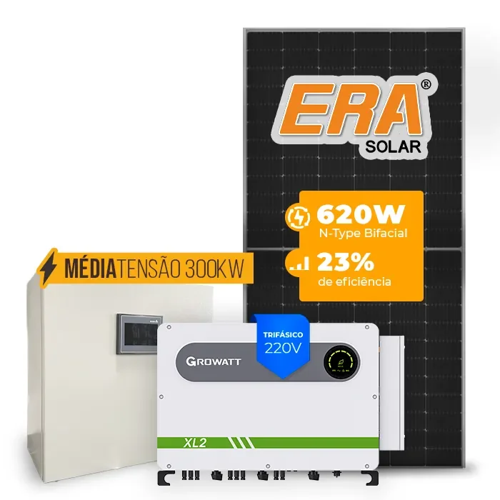 Gerador de Energia Solar Mercado Livre Growatt Média Tensão Sem Estrutura SGF 104,16KWP ERA N-TYPE MONO 620W MAX XL2 75KW 8MPPT TRIF 220V
