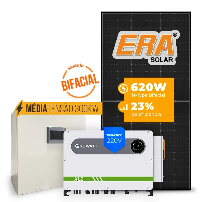 Gerador de Energia Solar Mercado Livre Growatt Média Tensão Sem Estrutura SGF 94,24KWP ERA BLACK FRAME 620W MAX XL2 75KW 8MPPT TRIF 220V