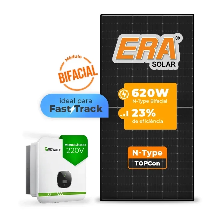 Gerador de Energia Solar On Grid Growatt Sem Estrutura SGF 7,44KWP ERA BLACK FRAME 620W MIN X2 7.5KW 2MPPT FAST TRACK MONO 220V