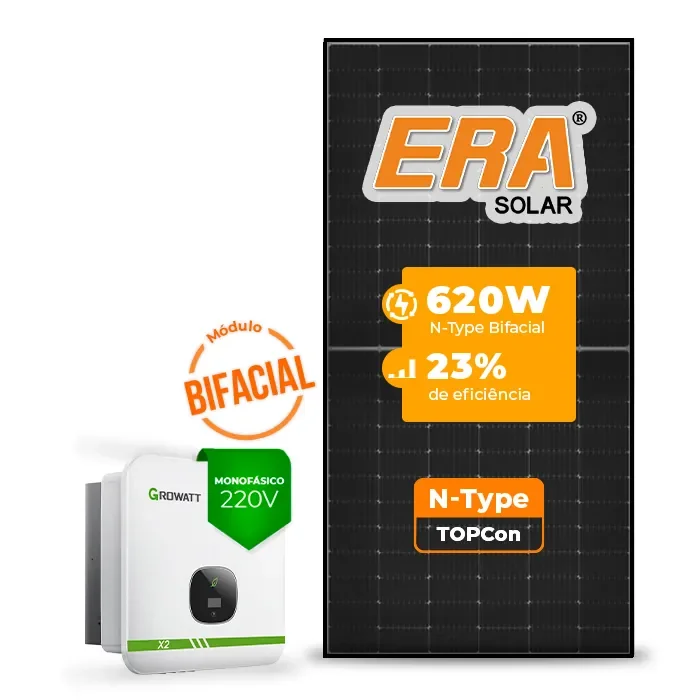 Gerador de Energia Solar On Grid Growatt Sem Estrutura SGF 11,16KWP ERA BLACK FRAME 620W MIN X2 8KW 3MPPT MONO 220V