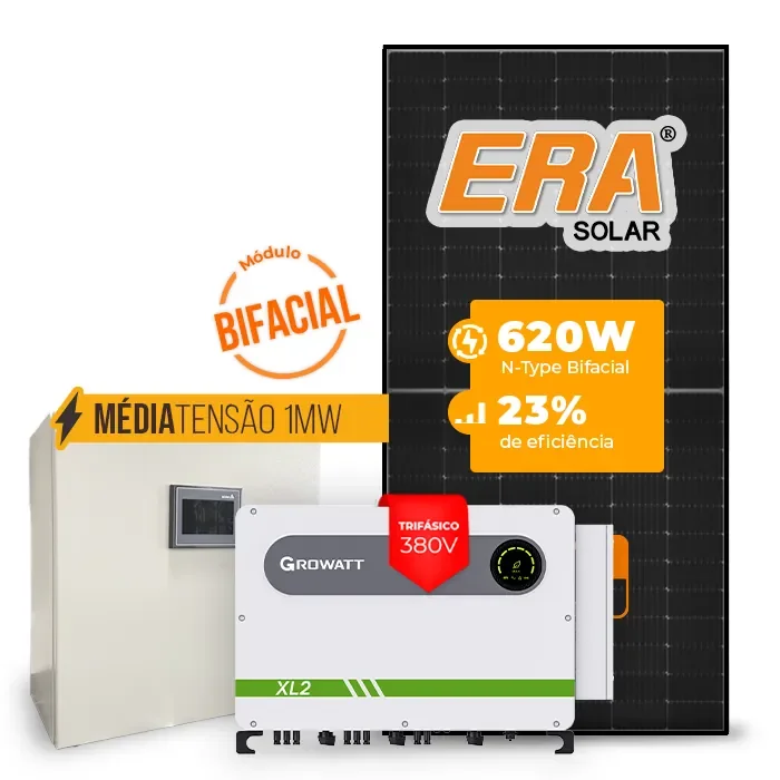 Gerador de Energia Solar Mercado Livre Growatt Média Tensão Sem Estrutura SGF 1190,40KWP ERA BLACK FRAME 620W MAX 75KW 7MPPT TRIF 380V