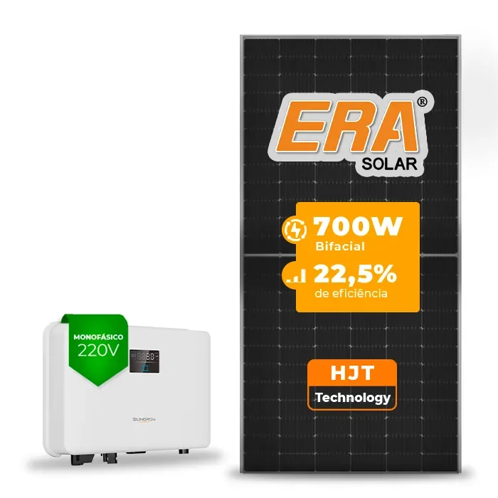 Gerador de Energia Solar On Grid Sungrow Telhado Fibro Parafuso Metal SGF 3,50KWP ERA HJT BIFACIAL 700W SG RS-L 3KW 1MPPT MONO 220V