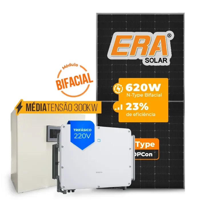 Gerador de Energia Solar Mercado Livre Sungrow Média Tensão Sem Estrutura SGF 124,00KWP ERA BIFACIAL 620W SG 75KW 7MPPT TRIF 220V