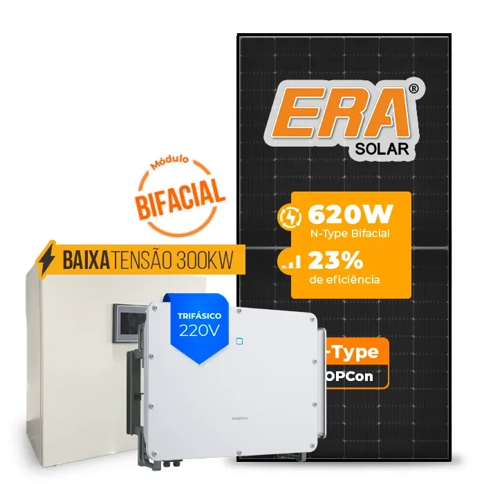Gerador de Energia Solar Mercado Livre Sungrow Baixa Tensão Sem Estrutura SGF 94,24KWP ERA BLACK FRAME 620W SG 75KW 7MPPT TRIF 220V